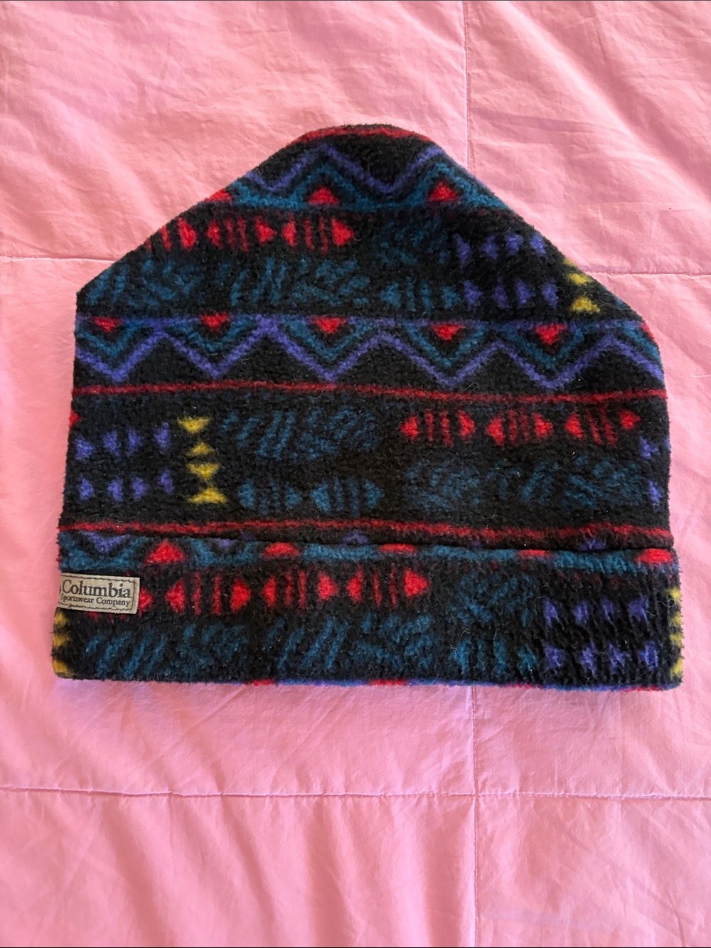 Columbia Vintage Fleece Beanie Geometric Print Black Multicolor